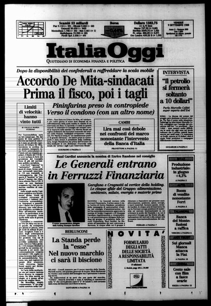 Italia oggi : quotidiano di economia finanza e politica